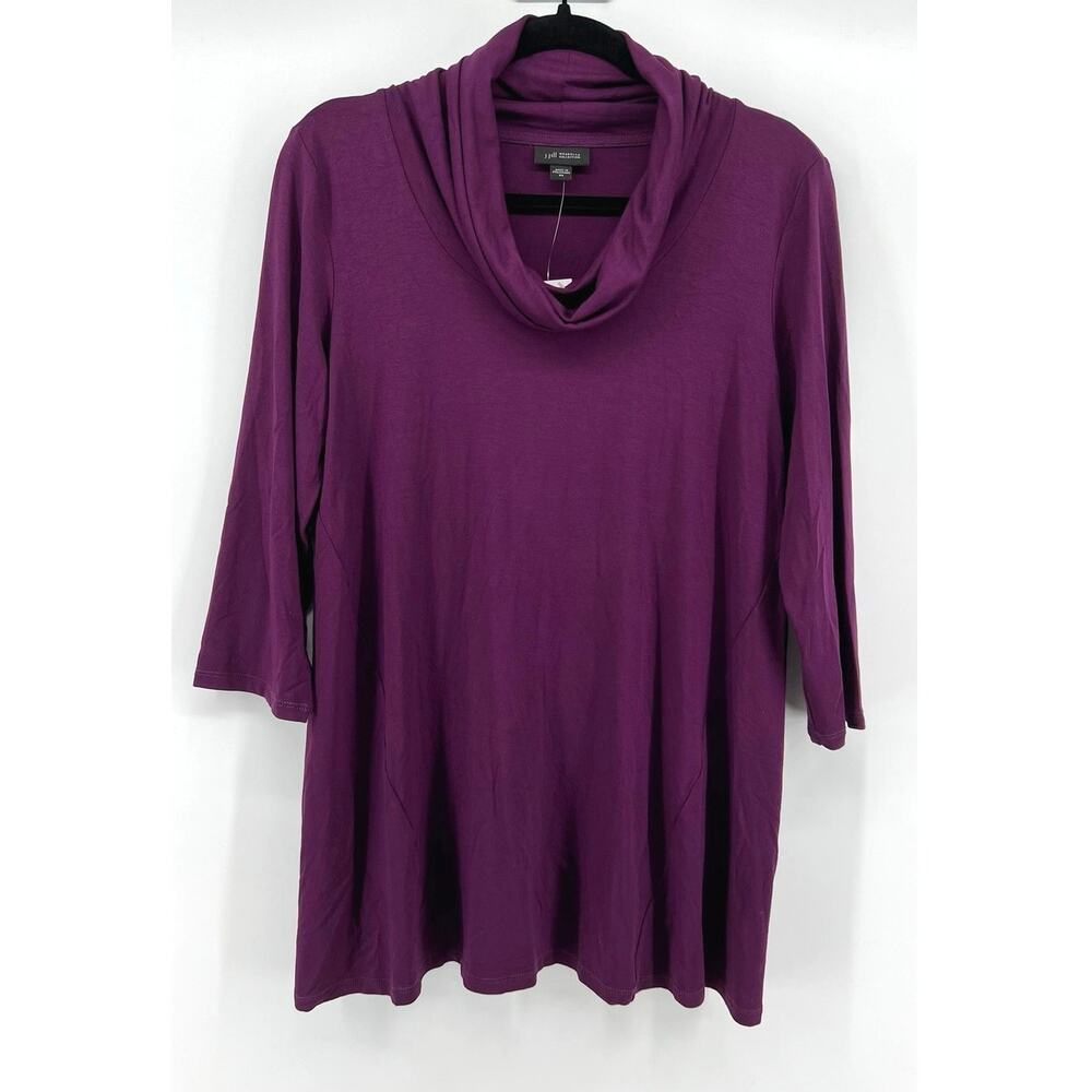 J.Jill | NWT Wearever 3/4 Sleeve Cowl Neck Tunic Claret Purple Lagenlook Size XS